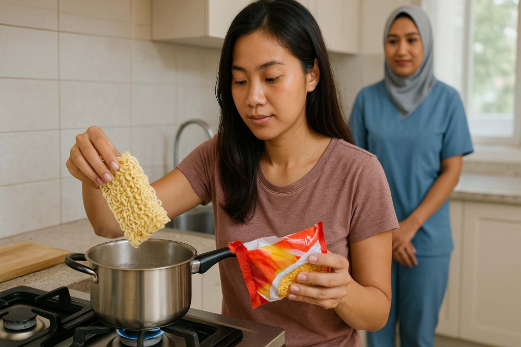 (Ilustrasi seorang picky eater yang sedang masak mie instan, sumber : freepik)