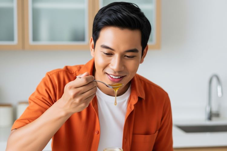 (Ilustrasi seseorang mengonsumsi freshmag, Sumber: AI Google Gemini)