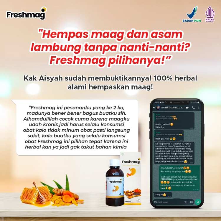 (Testimoni Ibu Aisyah mengonsumsi Freshmag, Tim Freshmag)